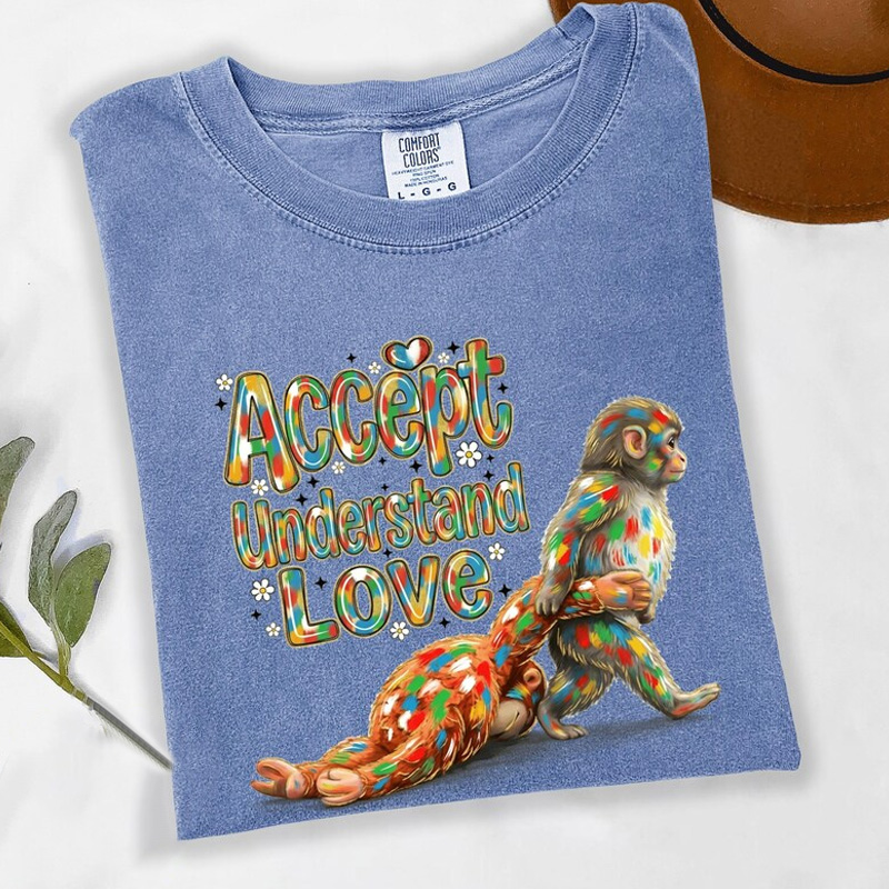 Autism Accept Understand Love Shirt Punch Monkey Awareness Shirt Autism Mom Dad Support Gift