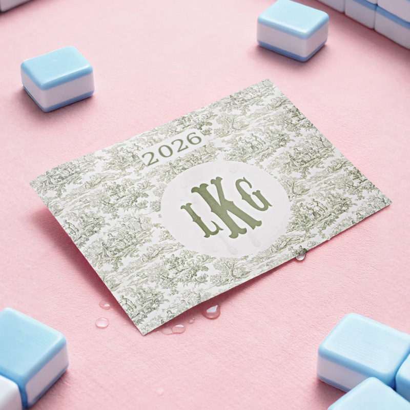 Personalized Chinoiserie Mahjong Tri-fold Card Cover Waterproof Stickers Set with Letters Gift Decor Mahjong Accessory Gift for Mahjong Lovers