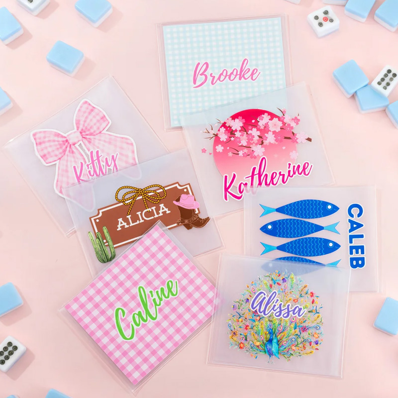 Personalized Bow Tie NMJL Mahjong Tri-Fold Card Holder with Name Family Game Birthday Gift for Mahjong Enthusiasts