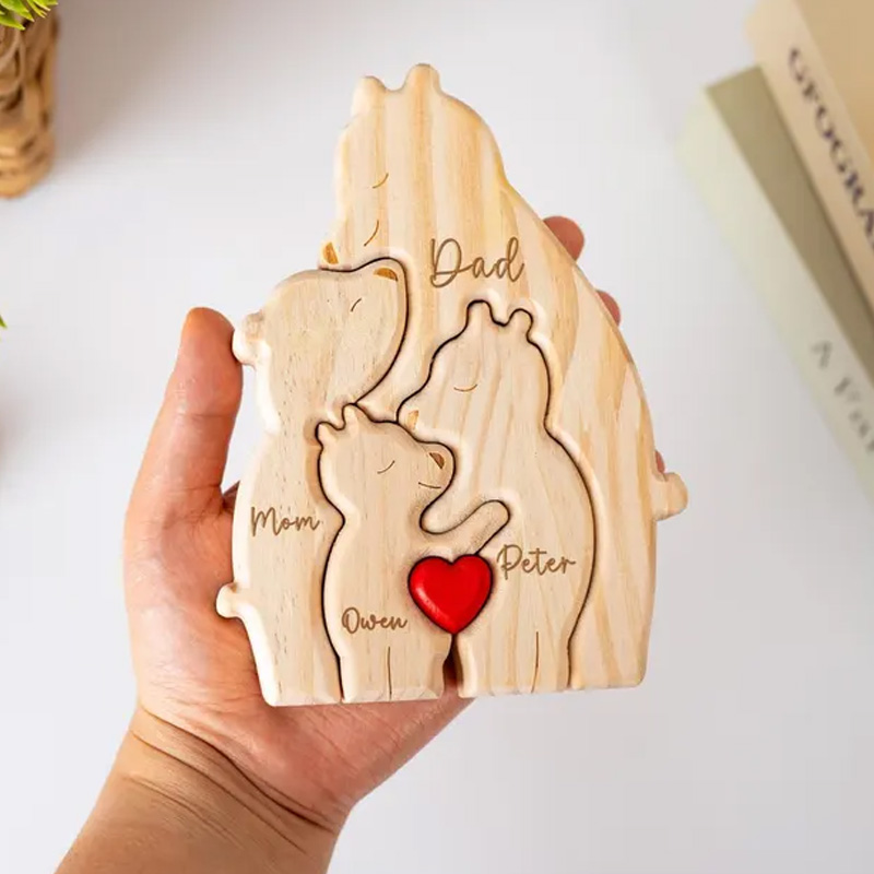 Personalized Wooden Mom and Baby Bear Puzzle Family Home Decor New Mom Gifts Daughters First Mothers Day Gift