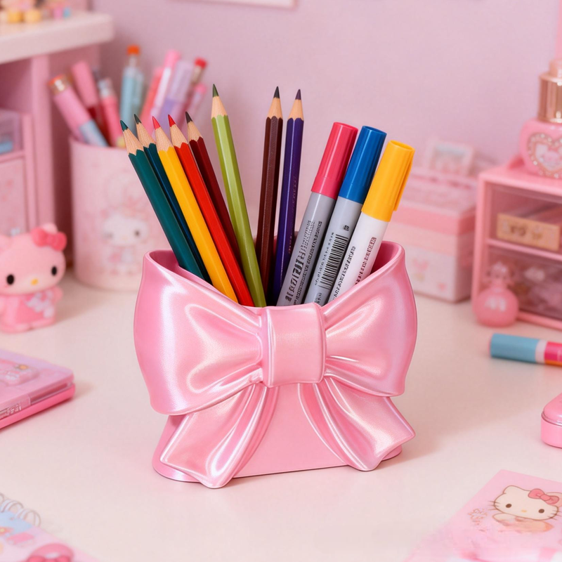 Cute Bow Pen Holder Storage Makeup Brush Holder Birthday Gift for Kids Kids Room Decor