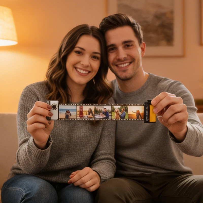 Personalized Custom Memory Gift For Family Anniversary Unique Retro Style Photos Keychain Film Roll Mother's Day Gift