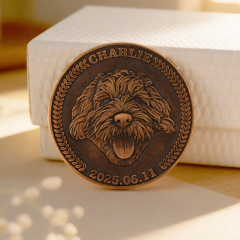 Personalized Pet Photo Memorial Coin with Name and Date Birthday Memorial Day Gift for Pet Owner Friend