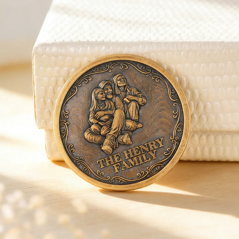 Personalized Family Photo Retro Commemorative Coin with Text Birthday Anniversary Daily Use Gift for Family