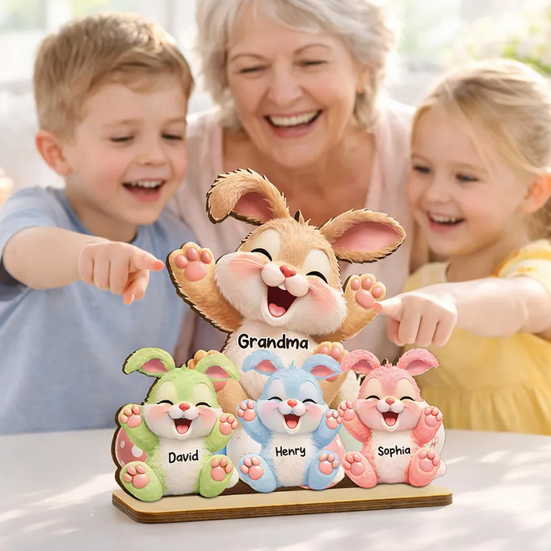 Personalized Cute Easter Bunny Family Name Custom Gift Home Decoration Spring Festival Ornament