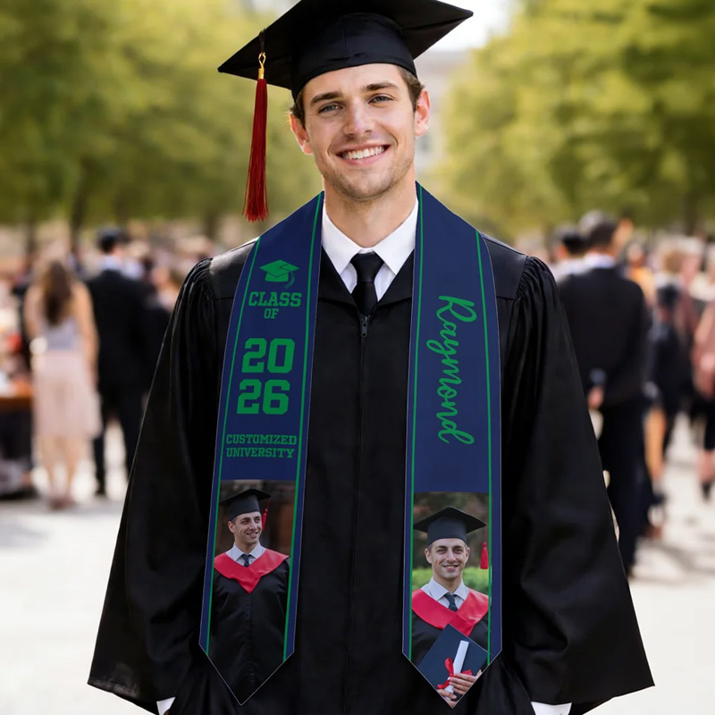 Personalized Multicolor Photo Graduation Sash with Name School and Year Graduation Gift for Class of 2026 Graduates