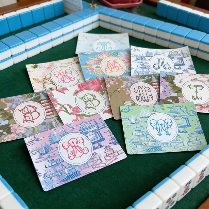 Personalized Name Floral Pattern Gift Custom Player Accessory Table Game Organizer Mahjong Tri Fold Card Holder Gift for Mahjong Lovers