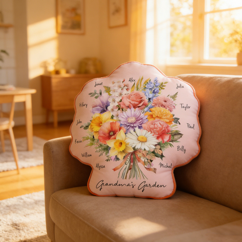 Personalized Garden Flower Bouquet Gift Custom Family Name Mothers Day Home Decor 3D Print Pillow