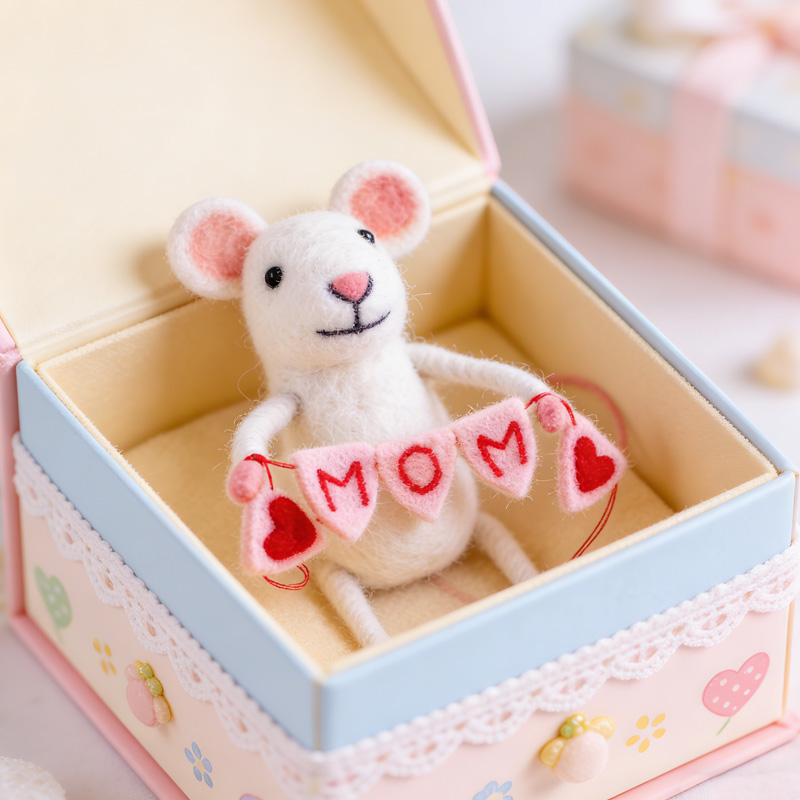 Personalized Handmade Mother’s Day Gift Cute Mouse Holding Heart Letters Home Decoration Ornament Felt Mom Nana Dad Bunting Mouse