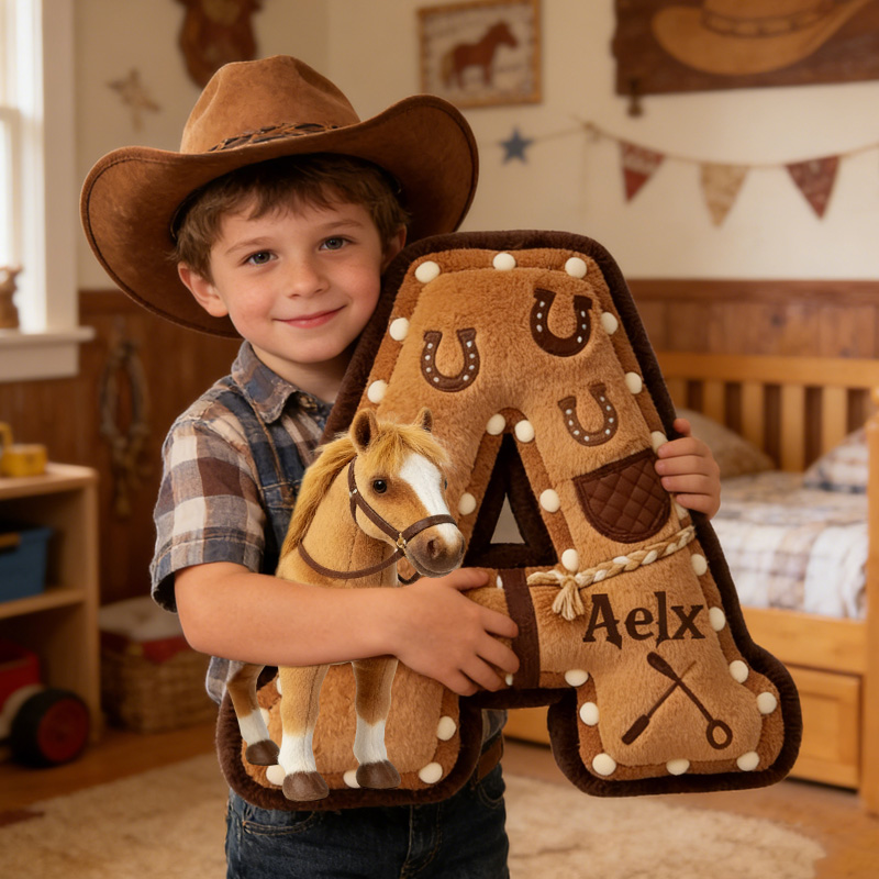 Personalized Western Cowboy Horse Riding Custom Name Gift for Kids Nursery Bedroom Decoration 3D Print Pillow