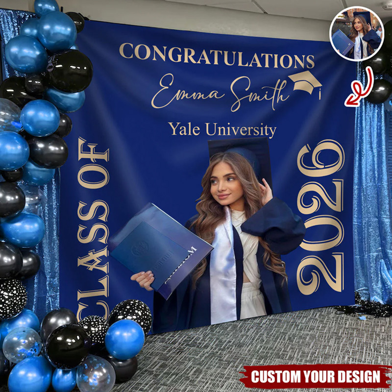Personalized Photo Congratulations Class Of 2026 Backdrop For Graduation's Day