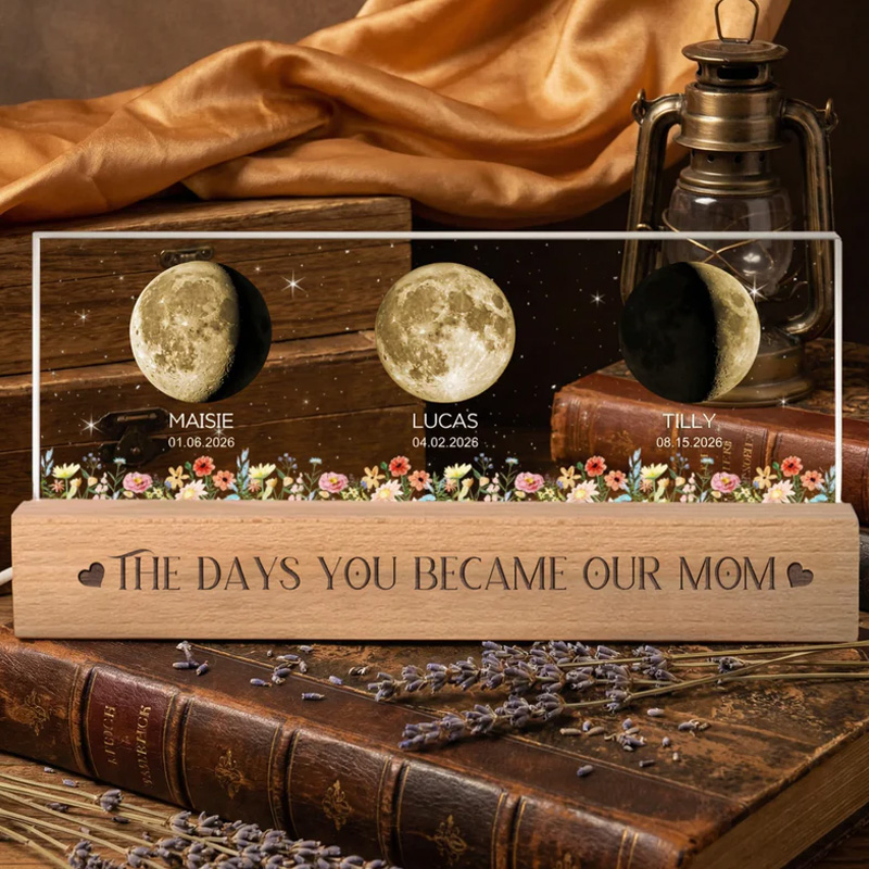 Personalized Moon Phase Lamp Personalized Night Light & Date Keepsake Gift for Mom