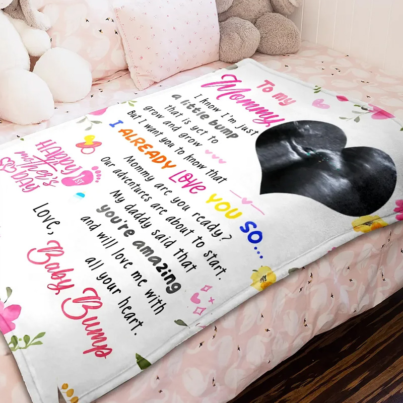 Personalized Ultrasound Photo Baby Announcement Gift Heartfelt Message Pregnancy Reveal Mothers Day Blanket