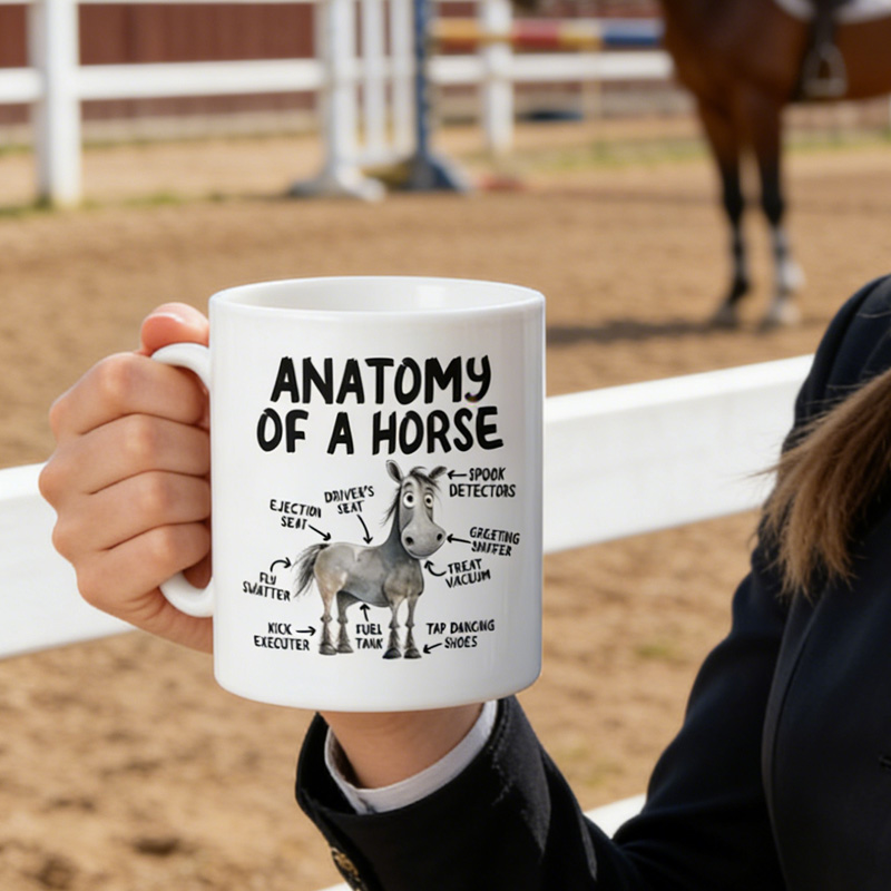 Funny Anatomy Of A Horse Cartoon Gift For Equestrian Rider Horse Lover Coffee Cup Mug