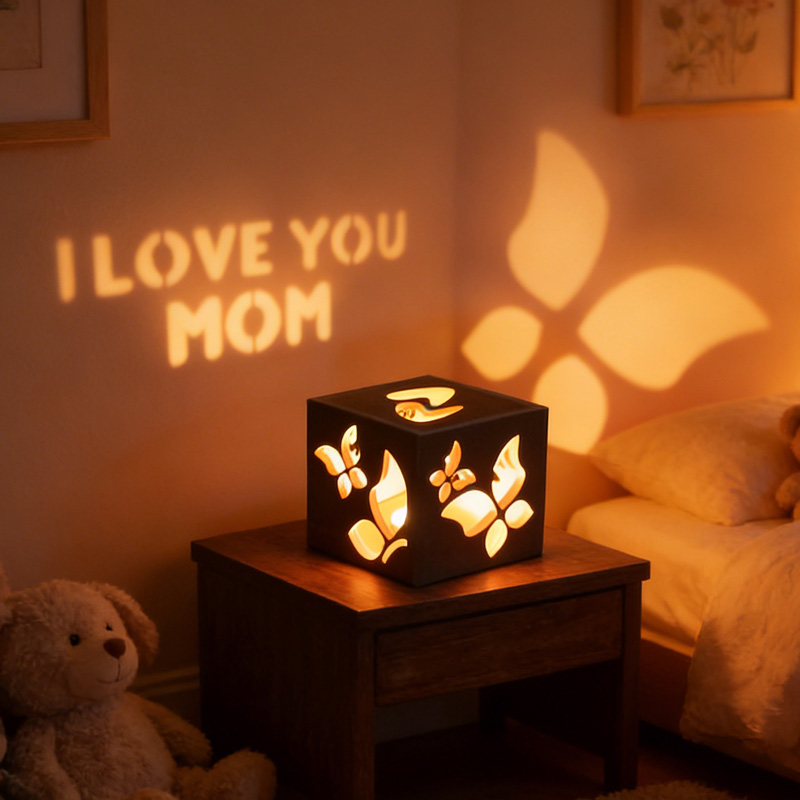 Personalized I Love You Mom Shadow Light Gift For Mothers Day Romantic Butterfly Cutout Home Decor Unique Lantern Centerpiece