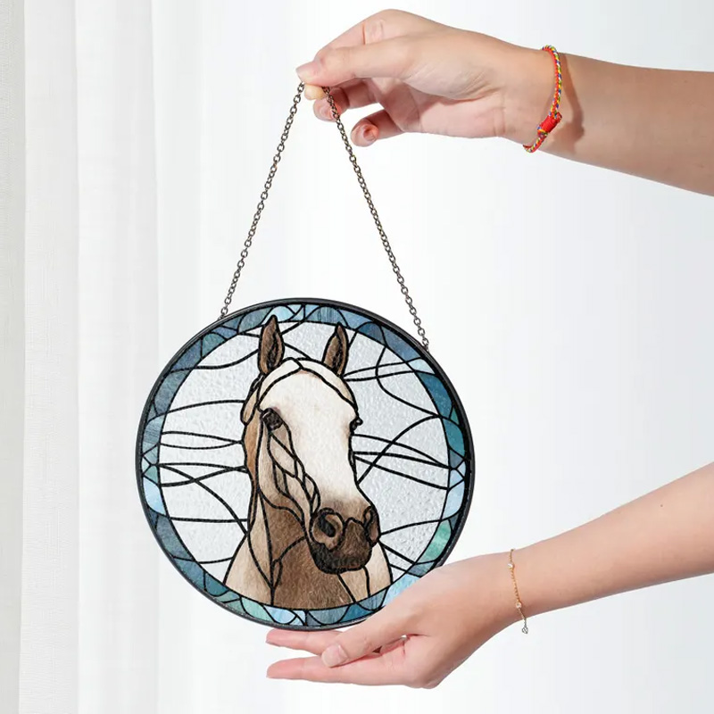 Personalized Pet Portrait Window Hanging Gift For Pet Lover Custom Pet Memorial Glass Art Suncatcher