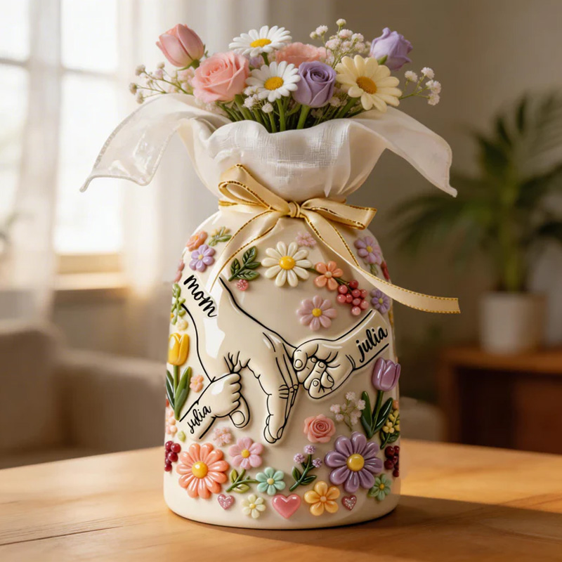 Personalized Mother Gift Ceramic Floral Decor Home Decoration Rustic Country Style Centerpiece Flower Vase Mother's Day Gift