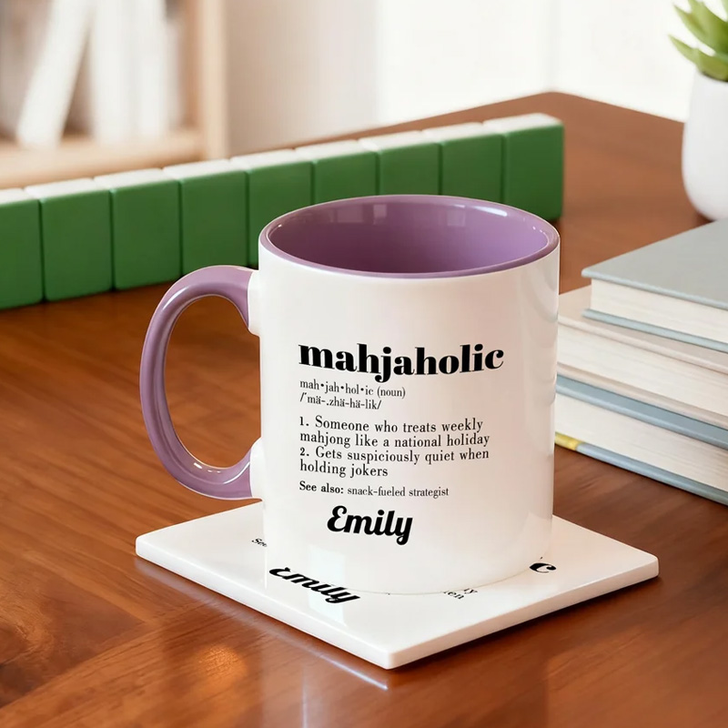 Personalized Mahjaholic Ceramic Mug with Name Birthday Mahjong Club Christmas Gift for Mahjong Lover Player