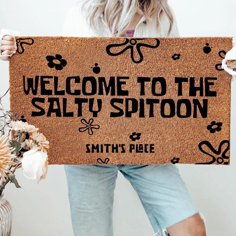 Personalized Fun and Quirky Welcome Mat Featuring Bold Text and Playful Patterns Perfect for Any House Doormat Coir Mat Entryway Decor