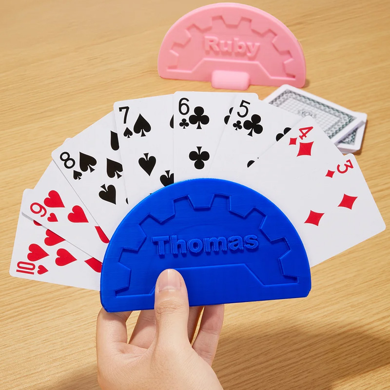 Personalized 3D Printed Convenient Multicolor Small Hands Card Holder with Name Family Game Birthday Gift for Children Card Lovers