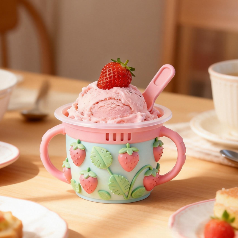 Cute Pink Strawberry Ice Cream Pint Holder 3D Printed Cozy Birthday Gifts for Kids