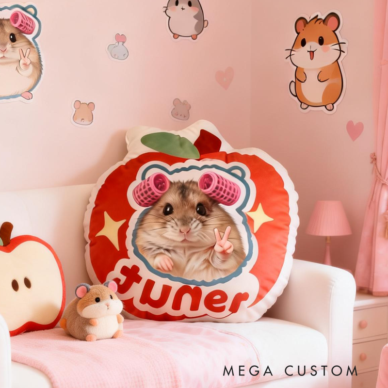 Personalized Cute Cartoon Apple Pillow Baby Animals Nursery Decor Cute Animals Cushion Toddler Gift 