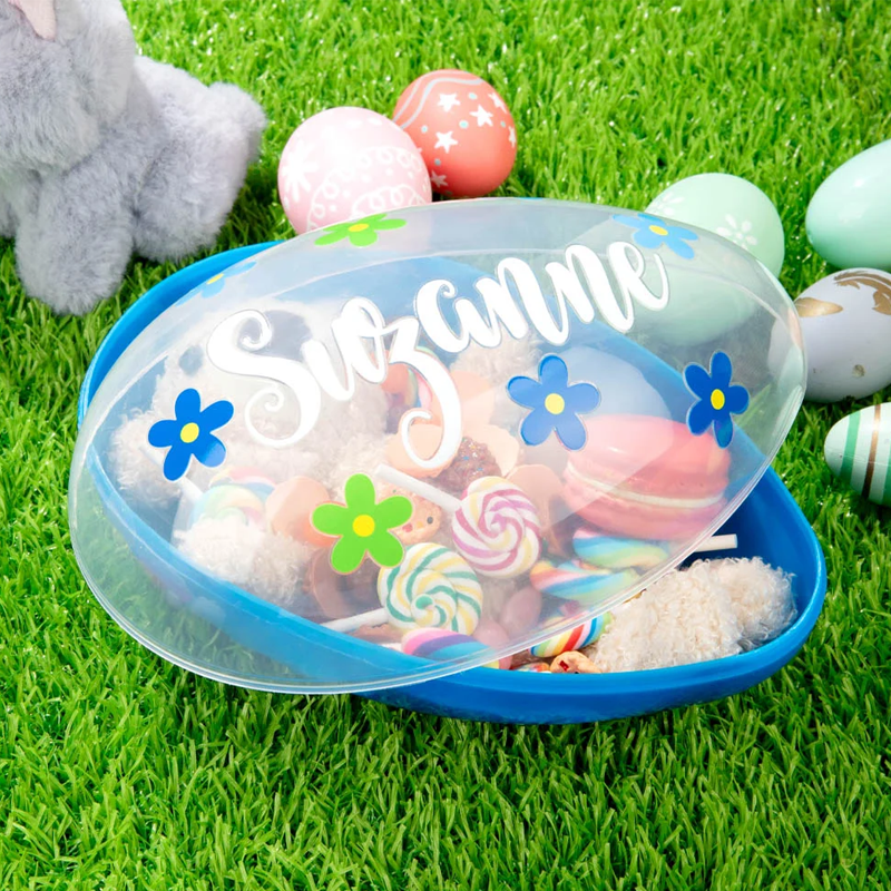 Personalized Flowers Fillable Jumbo Easter Egg with Name Easter Party Hunting Gift for Boys Girls