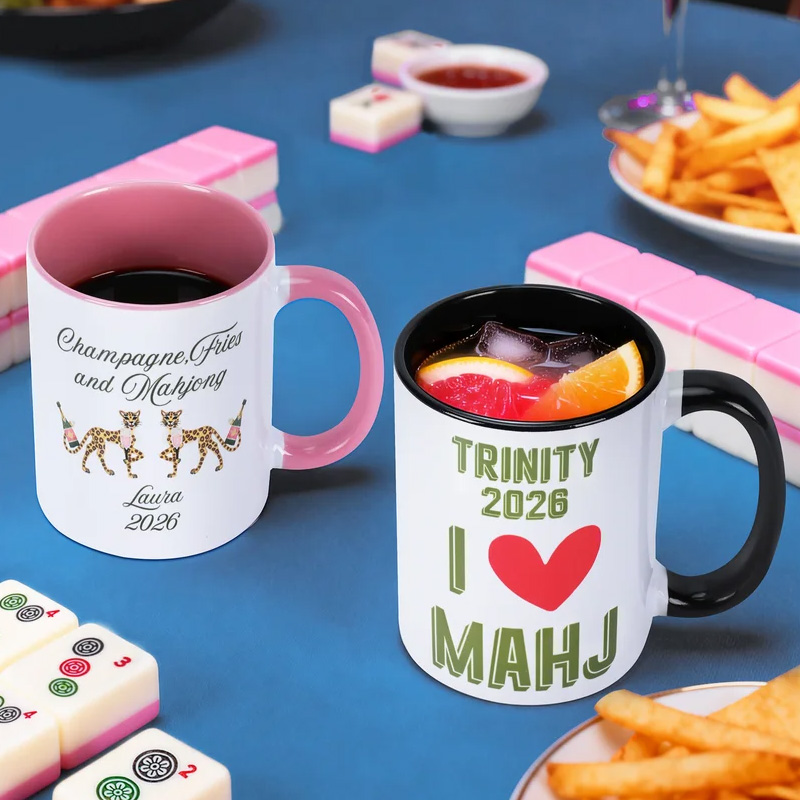 Personalized Mahjong Cheetah Dragon 11 oz 15 oz Ceramic Mug with Name Mahjong Club Birthday Gift for Mahjong Lover Player