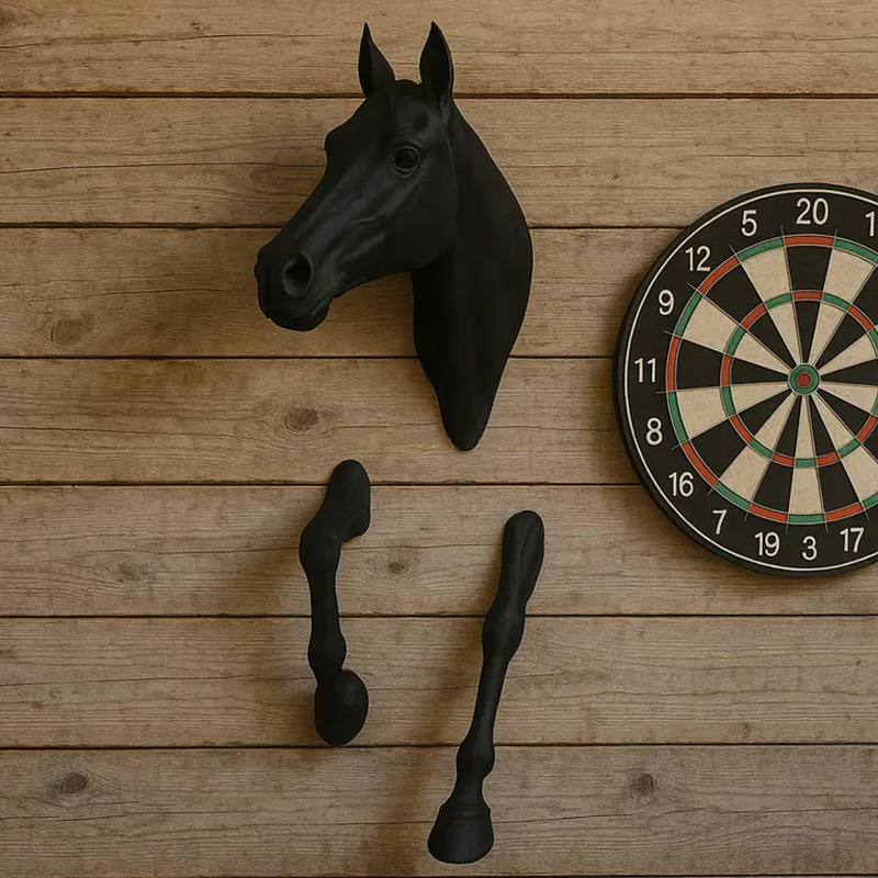 3D Printed Black Horse Head and Legs Wall Art Sculpture Creative Home Decor Gift Unique Gift for Horse Lovers