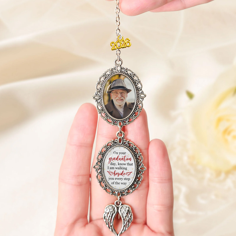 Personalized Graduation Tassel Photo Charm Graduation Walking Beside You Every Step 