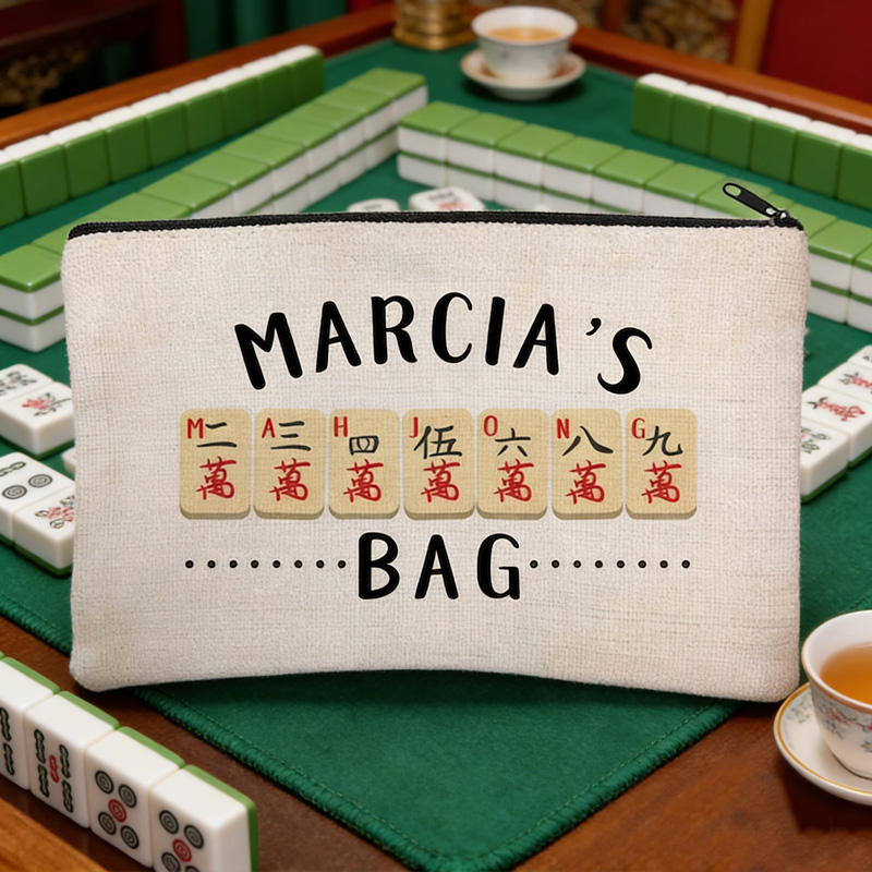 Gift Funny Red Character Tiles Storage Organizer Pouch for Game Lovers Mahjong Tile Bag