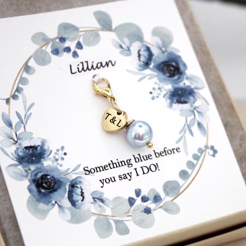 Personalized Custom Name Wedding Gift Something Blue Charm Bridal Acce
