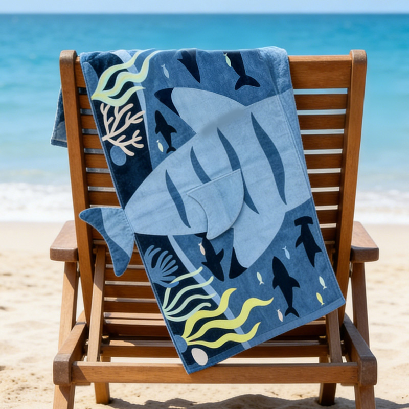 Personalized Colorful Ocean Underwater Adventure Soft Absorbent Kids Bath Pool Swim Cover Up Fun Hooded Beach Towels