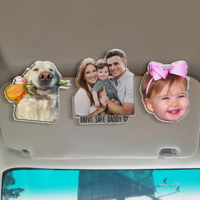 Personalized Custom Photo Picture Memory Keepsake Unique Family Gift Cute Decorative Accessory for Vehicle Personalized Car Visor Clip