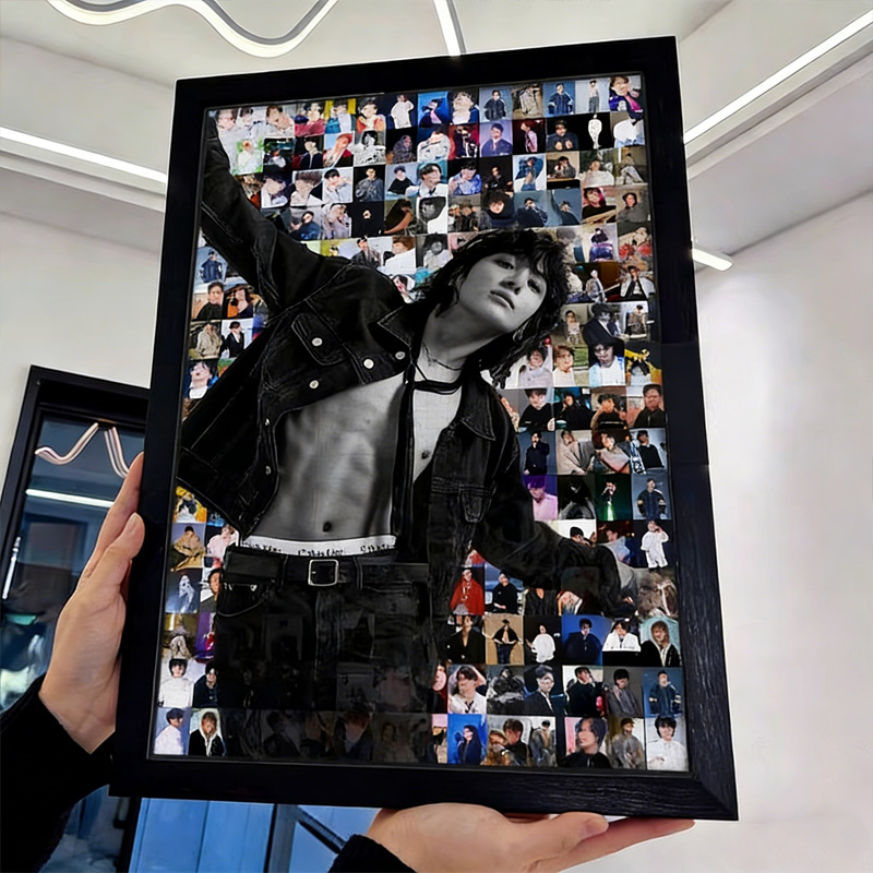  Kpop Collage Unique Wall Art Puzzle Handmade Creative Gift Home Decoration Aesthetic Puzzle with Picture Frame