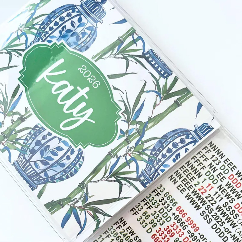 Personalized Custom Name Blue Floral Bamboo Pattern Unique Gift for Game Lovers Elegant Storage Mahjong Card Protector