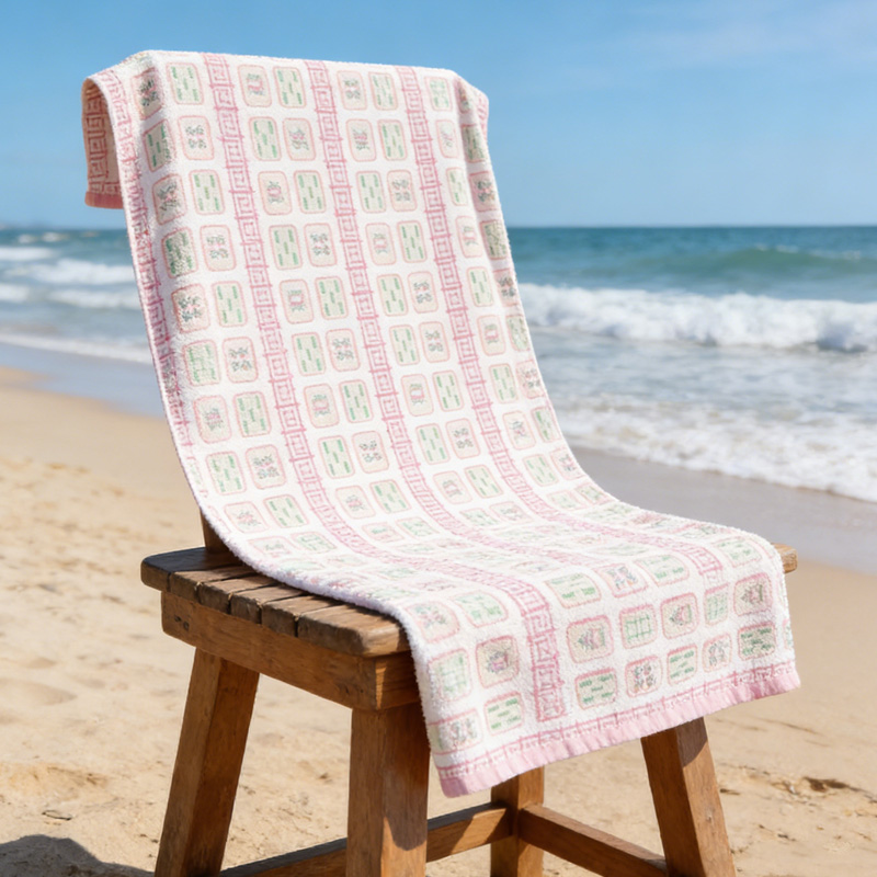 Colorful Pattern Soft Absorbent Quick Dry Fun Summer Essential Unique Gift for Game Lovers Mahjong Beach Towel