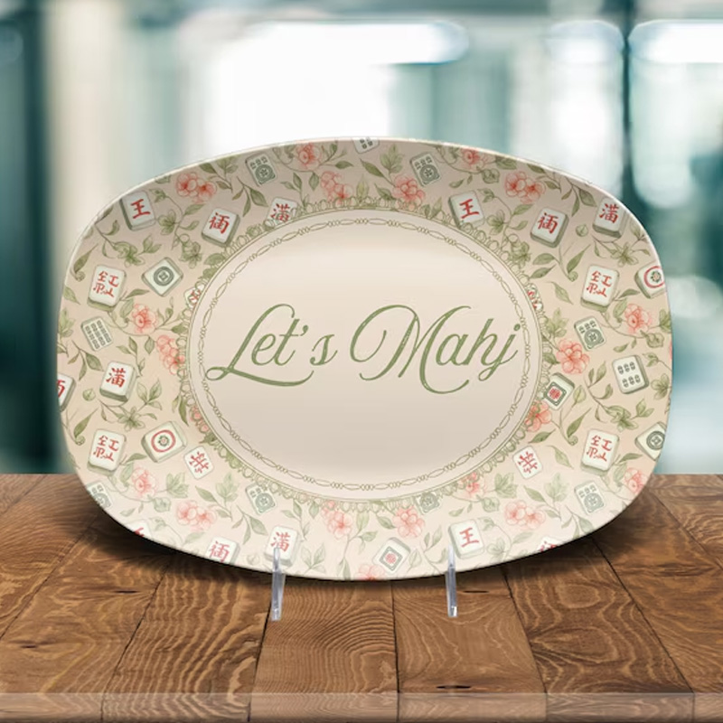 Elegant Floral Pattern Decorative Tableware Unique Gift for Game Nights Home Entertaining Essentials Mahjong Serving Platter