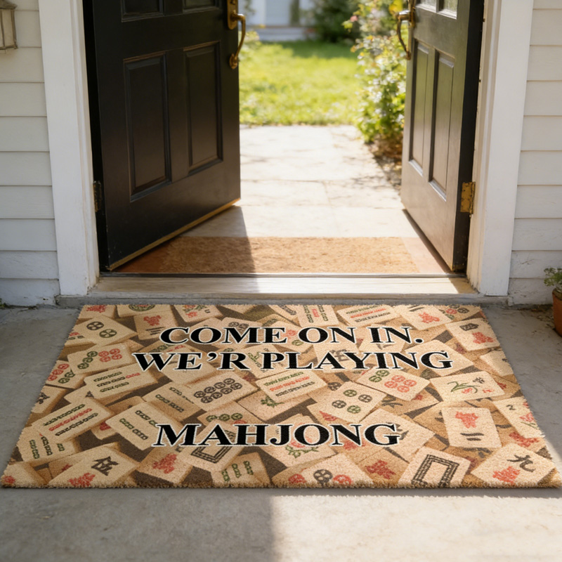 Funny Come On In Mahjong Tile Print Welcome Entryway Non Slip Durable Game Lover Gift House Decor Mahjong Outdoor Mat