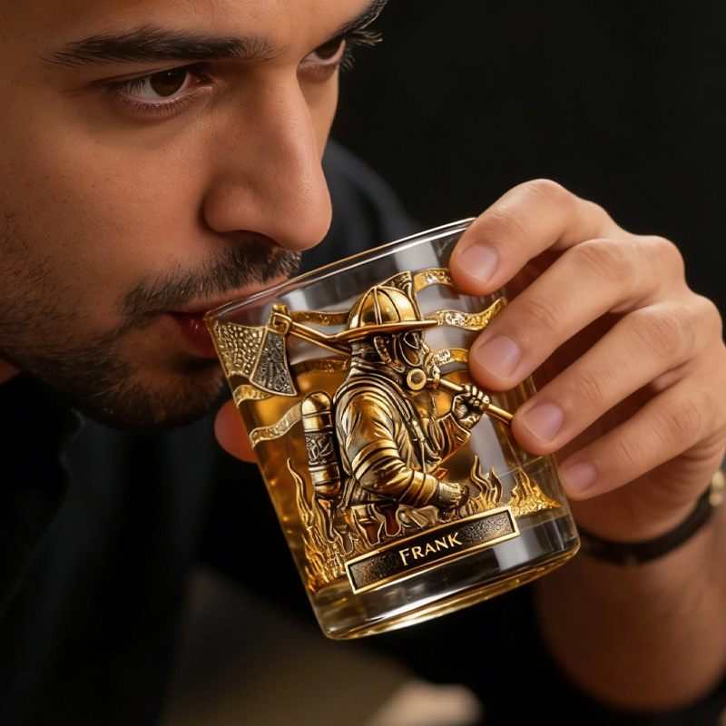 Personalized Firefighter Whiskey Glass Proud Firefighter