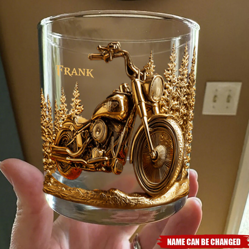 Personalized Biker Whiskey Glass Never Underestimate An Old Man With His Motorcycle
