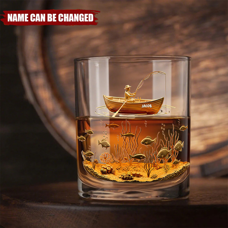 Personalized Whiskey Glass Gifts For Fishing Lovers Fishing Man 