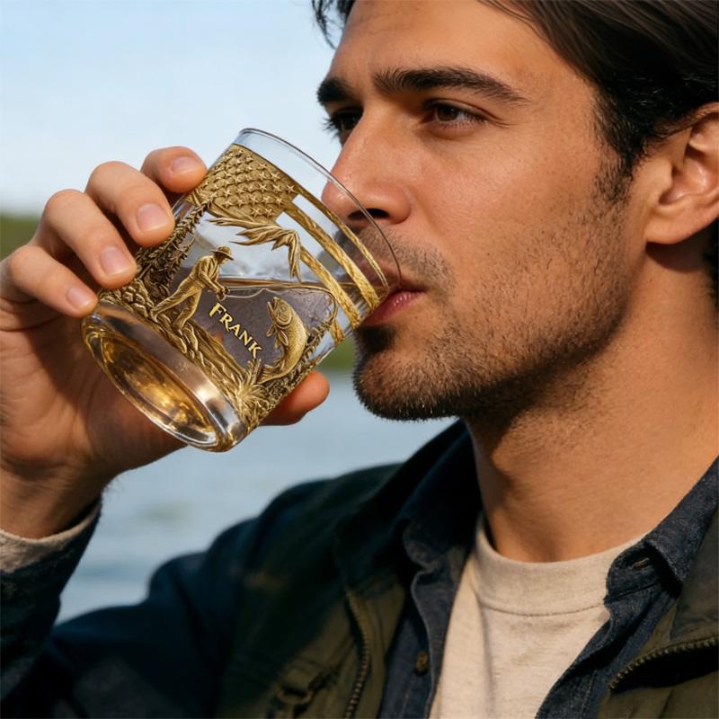 Personalized Fishing Whiskey Glass Fishing For Life 