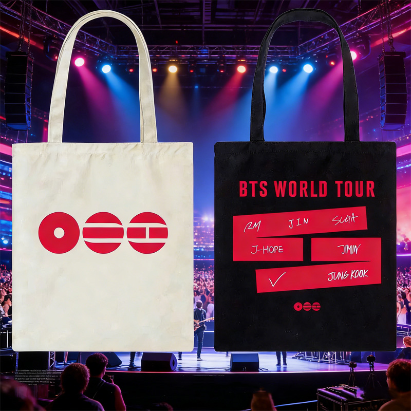 Kpop World Tour Members Names Print Reusable Shopping Concert Souvenir Gift Tote Canvas Grocery Bag