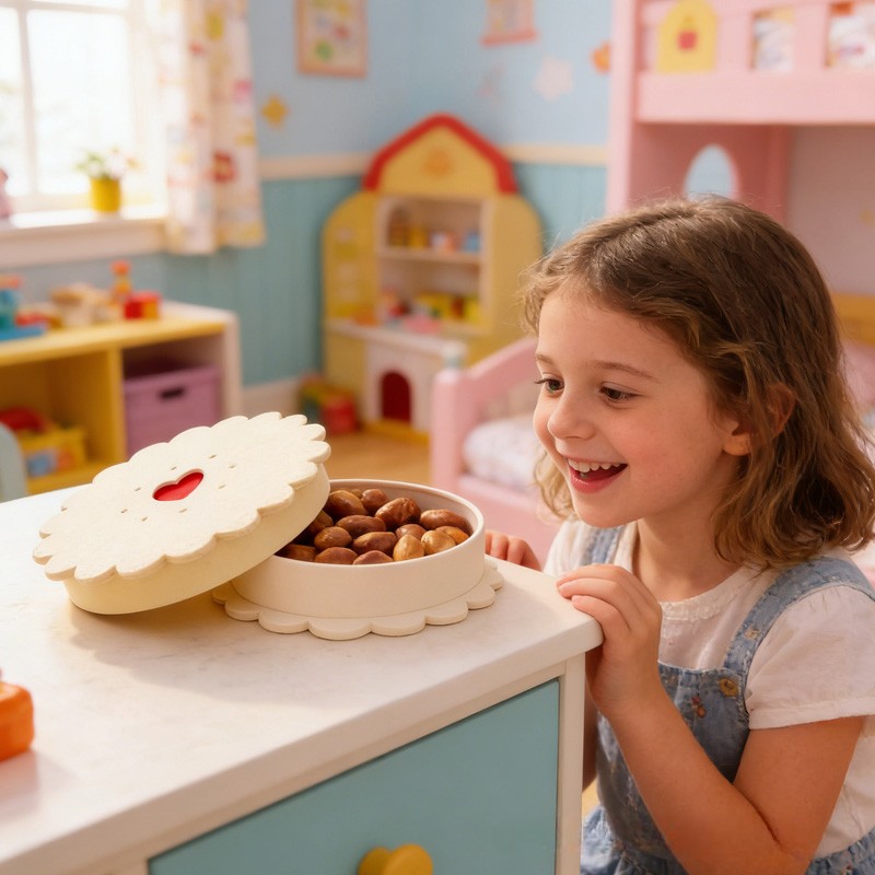 Adorable Heart Detail Macaron Shaped 3D Printed Storage Box Perfect for Candy Jewelry and Small Gifts