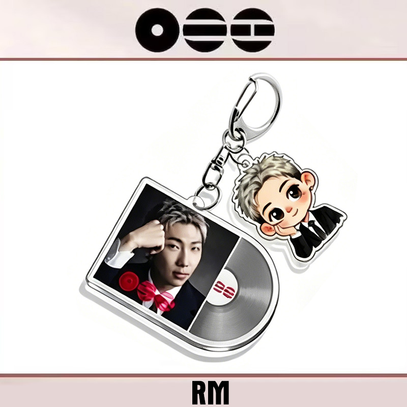 Kpop Inspired Album Disc Photo Card Cartoon Charm Collectible Music Lovers Accessory Gift Keychain