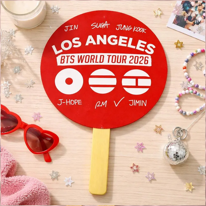 Personalized K-pop Inspired World Tour 2026 Custom City Name Concert Souvenir Round Handheld Decorative Fan