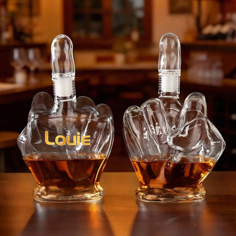 Personalized Name Middle Finger Decanter & Whiskey Glasses Decanter Set Bachelor Party Favors Funny Gift for Men