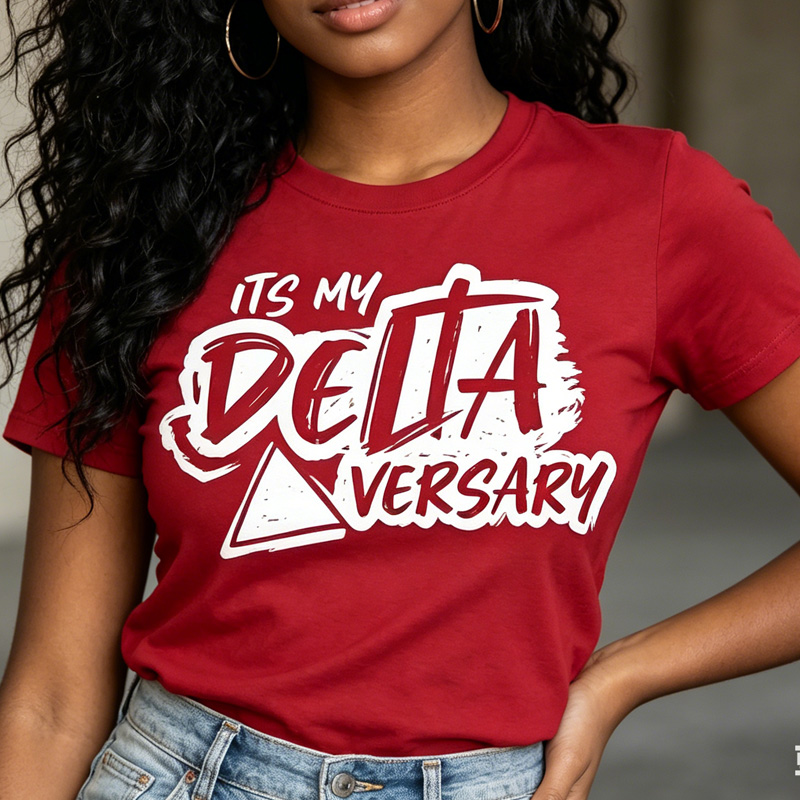 Its My Delta Anniversary Red Shirt Bold Graphic Greek Letter Style Apparel Celebration Tee