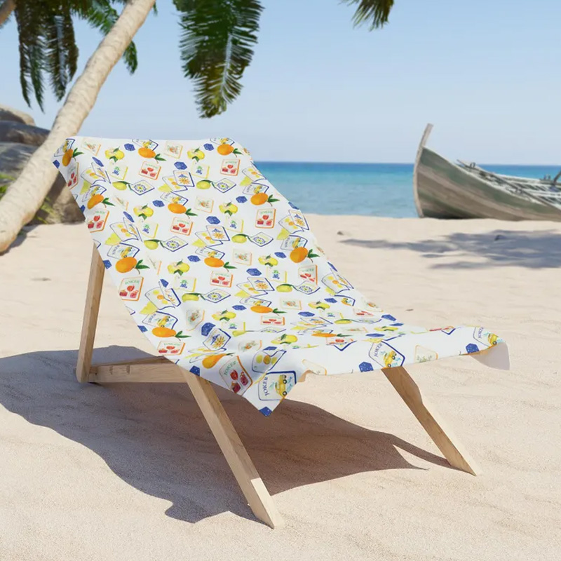 Citrus Fruit Mahjong Pattern Bright Summer Vibe Fresh Colorful Coastal Style Relaxing Seaside Mahjong Beach Towel